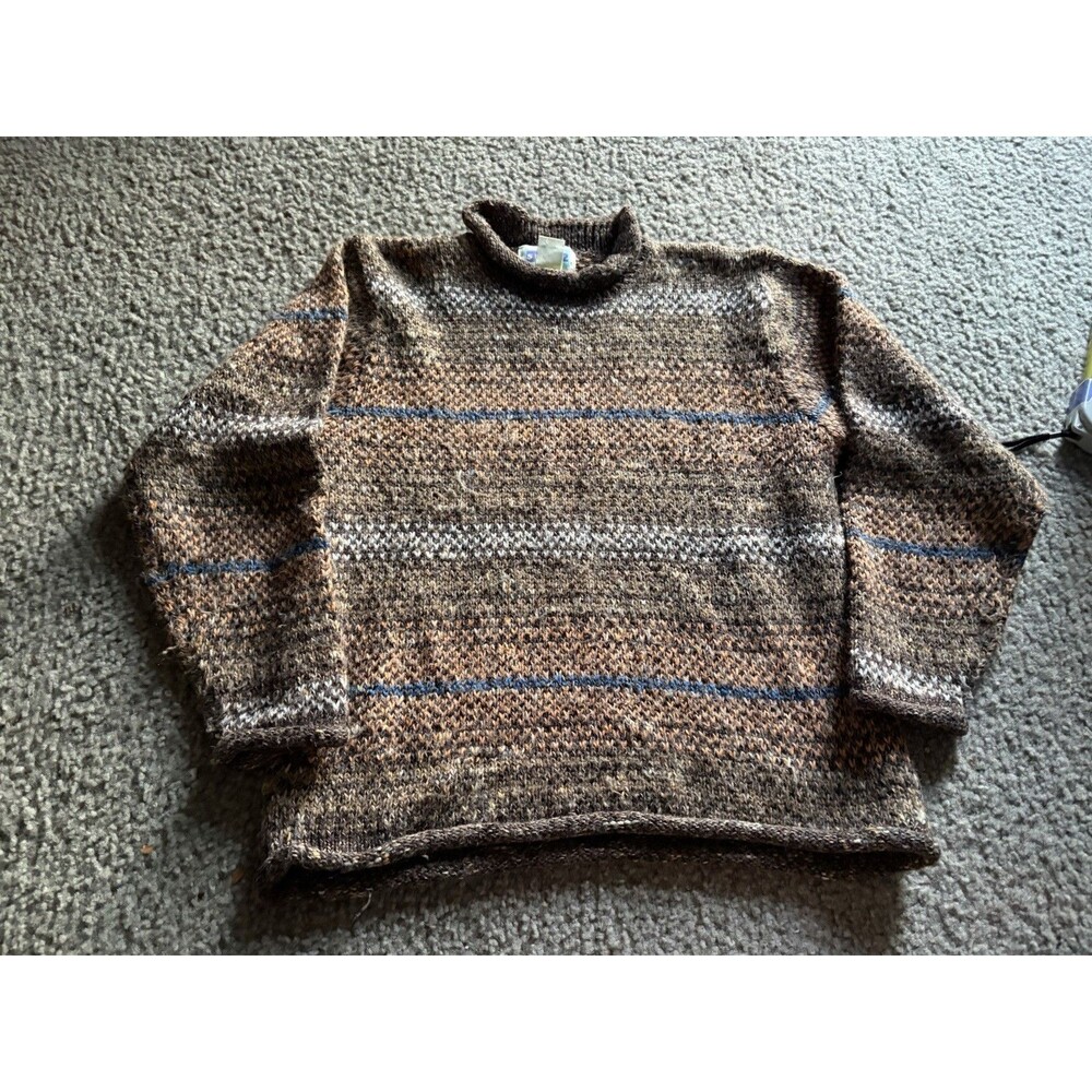 Vintage Spin2 Sweater Womens Medium Roll Neck Wool 3D Knit Fair Isle Chunky 80s